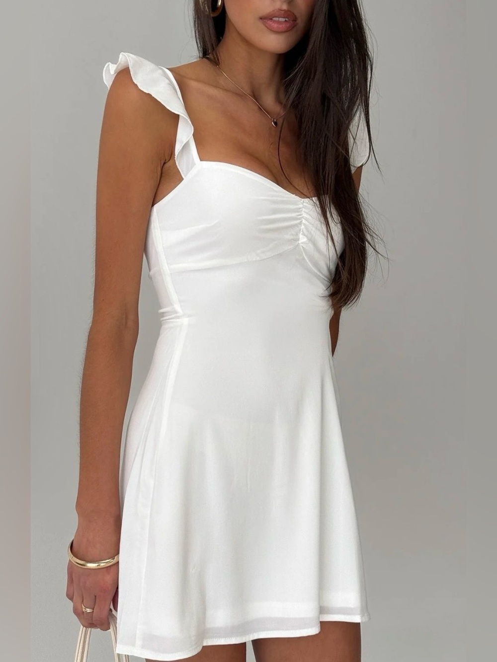 Princess Polly White Ruffle Strap Midi Dress